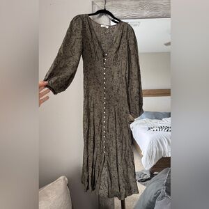 Long Sleeve Button Up Maxi Dresss